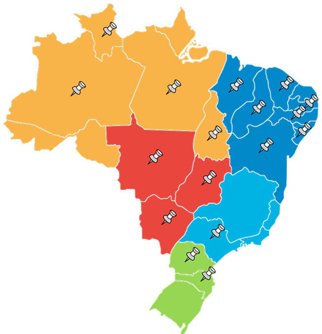 Mapa do Brasil por Regi&otilde;es